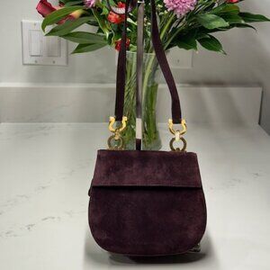 🔥🔥🔥Salvatore Ferragamo Suede Plum/Burgundy Color Crossbody/Shoulder Bag EUC!